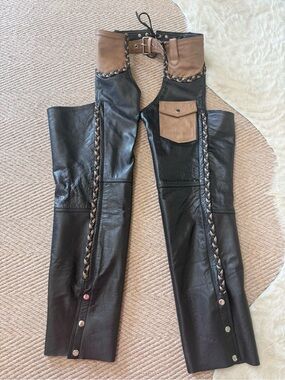 Two-Tone Black and Tan Gorgeous Leather Chaps